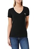 Calvin Klein Jeans Mujer Camiseta Manga Corta Ck Embroidery Cuello de Pico, Negro (Ck Black), M