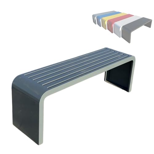 Banco de jardín moderno resistente a la intemperie, sin respaldo, para 2 o 3 personas, asientos para exteriores e interiores, diseño elegante y simple, muebles de patio de madera gris