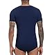 Landofgenie Herren Bodysuit Kurzarm aus Baumwolle Einteiler Strampler Onesie mit Druckknöpfen im Schritt Atmungsaktiv & Bequem für Alltag & Pyjama, Dino Neil Marineblau XL