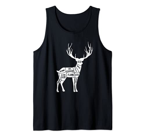 Cortes de carnicero de venado de caza de ciervos para cazadores de rifle de arco Camiseta sin Mangas