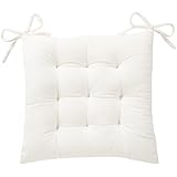 HLOVME Corduroy Chair Cushion with Ties Ultra Soft Warm Floor Cushion for Kids Reading Nook Comfortable Square Seat Cushion for Adult 15.7”x15.7”, White