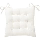 HLOVME Corduroy Chair Cushion with Ties Ultra Soft Warm Floor Cushion for Kids Reading Nook Comfortable Square Seat Cushion for Adult 15.7”x15.7”, White