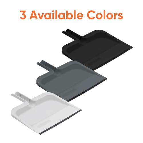 Image of Superio Clip-On Dustpan with Rubber Lip - 10-inch Wide Durable Plastic Dust Pan with Comfort Grip Handle, Lightweight Multi Surface, Heavy Duty, Easy Sweep Broom Gray