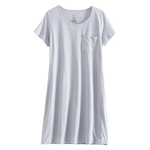 Image of PNAEONG 3 Pack Women's Cotton Nightgown Short Sleeve Shirt Print Sleepdress