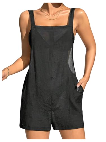 SweatyRocks Women's Cover Ups 1pc Pocket Side Bathing Suits Sleeveless Romper Summer Beach
