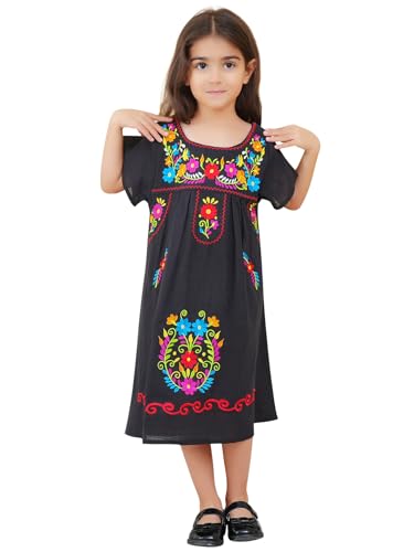 Mexican Dress for Girls Traditional Fiesta Kids Embroidered Dresses Girl Cinco De Mayo Clothes Vestido Mexicano