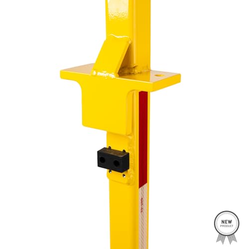 Image of RIGCRAFTOR - Heavy Duty 2-Step Aluminum Truck Tailgate Ladder - Non-Slip Surface with 3 Secure Contact Points - Quick, Stable Access for Flatbed Trailers - Foldable, Portable Truck Step - Yellow