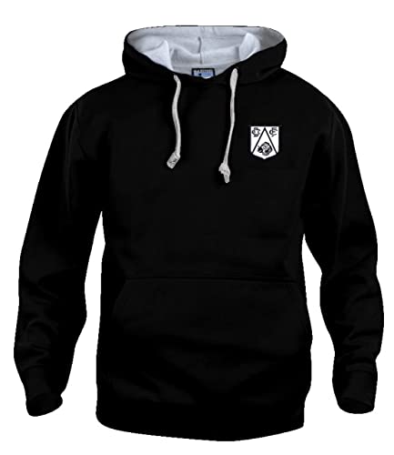 Derby 1950s Retro Football Hoodie Embroidered Logo (L) Black