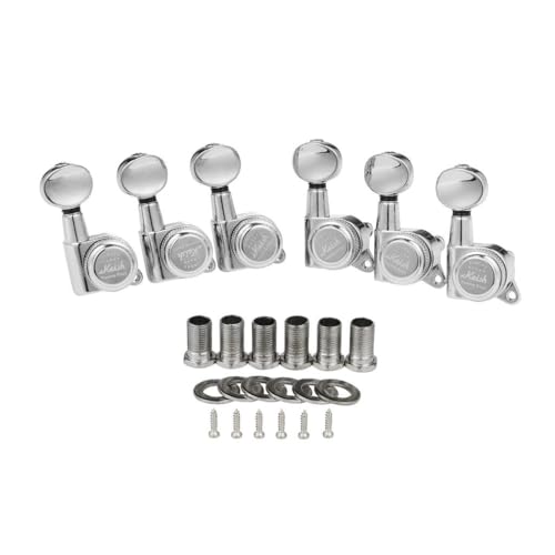 KAISH 6 Inline 18:1 Locking Tuners Tuning Keys Guitar Locking Tuning Machines with Mini Oval Buttons...