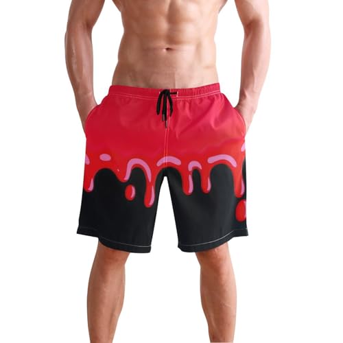 Fashion Street Graffiti Painting Red Black Shorts with Compression Elastic Board Shorts for Men 8”/ 9” Long XL Plus Size hot Spring in Holiday2