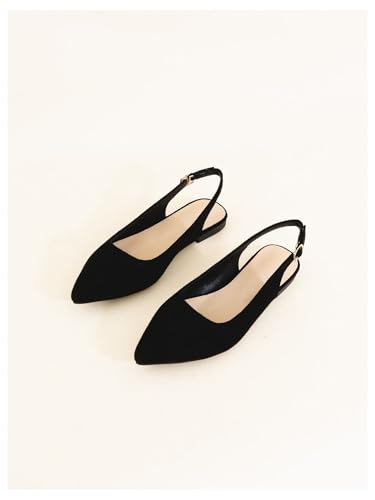 Floerns Women's Pointed Toe Slingback Flat Faux Suede Dress Flat Slip on Flat2
