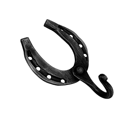 Living Ideas LIAMZ062 Hand Forged Horse Shoe Wall Hooks Wrought Iron Handmade Vintage Coat Hook thumb #2