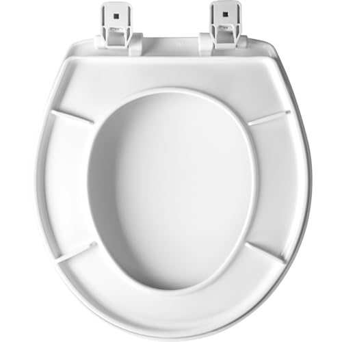 Image of Bemis 730SL Slow Close Toilet Seat, Hinges Never Loosen, Durable Plastic, Made in USA, Round, White