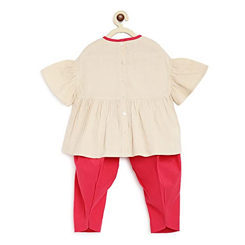 Image of Tiber Taber Girl's Cotton Phulkari Top Set, Ideal for Any Festivals and Cultural Occasion