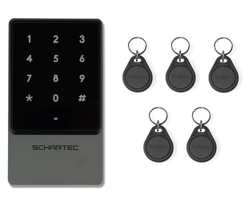 SCHARTEC Pulsador de código con chip RFID Transponder Taster Set Tarjetas Lector Transpondedor Lector Control de Acceso Código Teclado Abridor de Puerta
