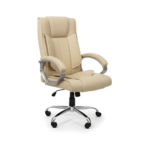 Image of activa Ergonomic Office Chair | Premium Leatherette Boss Chair with Padded Seat & Backrest | Adjustable Height Seat for Work /Study /Gaming (Kylie, Beige)