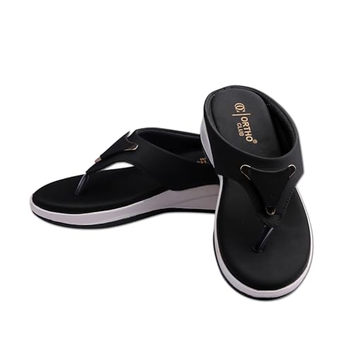 Image of ORTHO CLUB Orthopedic Women's Slippers | Brown Soft Comfort Slip-On Sandal for Heel Pain Relief | Anti-Skid Sole | Lightweight Flip-Flop