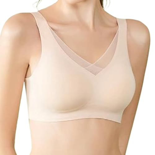 Sujetador de mastectomía sin costura para mujeres 2 en 1 respirable post cirugía sujetador con almohadillas de soporte de compensación sostenes con cuello en V para mastectomía para prótesis de mama