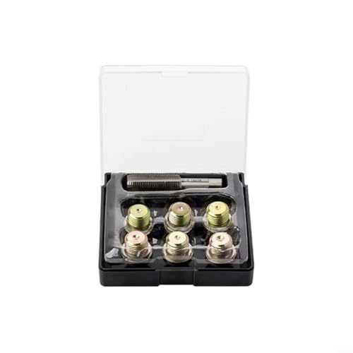Image of Oil Drain Tap Thread Repair Kit M13 M15 M17 M20 x 1.5mm, 13PCS Steel Insert Tool for Slipped Engine Oil Pan Transmission Differential Drainplug with Case(M17x1.5)
