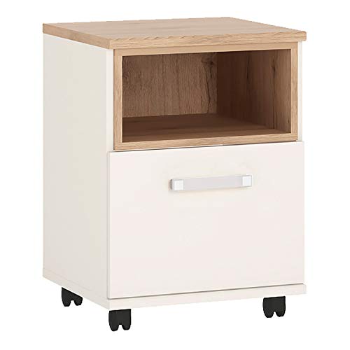 Muebles To Go 4u00a0niños 1u00a0Puerta Escritorio Funda para con opalino Asas, Madera, Blanco Brillante/Roble
