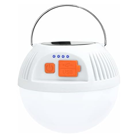Ynport Crefreak Rechargeable Solar Camping LED Bulb Outdoor Atmosphere Lantern Camping Portable Lighting Tent Lights Emergency Work Light, White Cover