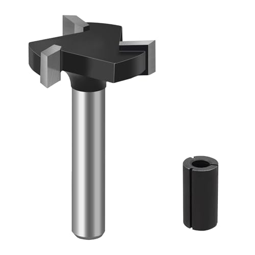 CNC Spoilboard Surfacing Router Bits - 1/4 inch Shank, 1 inch Cutting Diameter. Carbide Router Bits for Slab Flattening, Wood Planing, and Dado Planing [PD04]