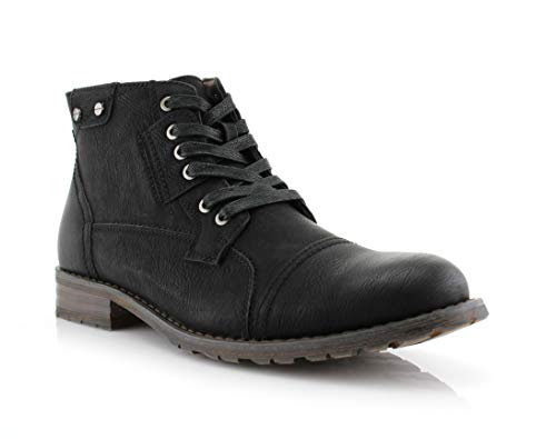 Image of Polar Fox Men's Casual Cap-Toe Ankle Boot Collection | Lace-Up Work, Combat, and Chukka Styles
