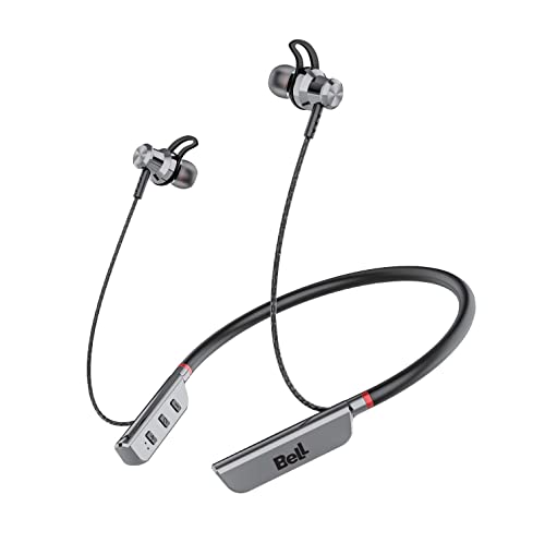 BeLL BLBHS168 Glam Bluetooth Wireless Neckband in Ear Sports Headset with Super deep bass,45H Play Time Stereo Sound with Magnetic Earbuds and Noise Cancellation (BLBHS168GLM-Silver)