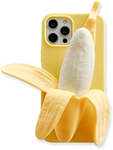 Yatchen Cute 3D Cartoon Case Compatible with iPhone 12 Pro Max,Unique Funny Banana Design Soft Decompression Silicone Case Ultra-Thin Non-Slip Shockproof Protective Case (Banana A, iPhone 12 Pro Max)