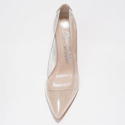 Image of Women's Pointed Toe Heels - Transparent Upper, 3.75 inch Lucite Heel & Genuine Leather Insole, Classy Pointy Pumps (Glass Doll.A)