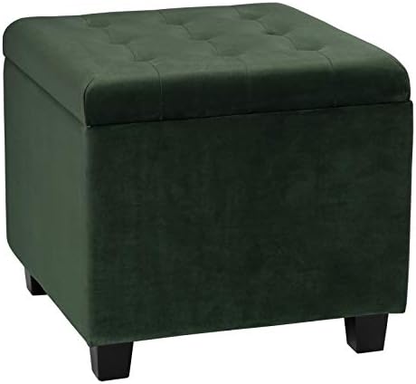 eSituro Ottoman Storage Square Chest Padded Footstool Linen Pouffe Chair Beige Bed End Bench Shoe Bench Children Toy Box Stool Milking Stool
