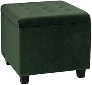 eSituro Ottoman Storage Square Chest Padded Footstool Linen Pouffe Chair Beige Bed End Bench Shoe Bench Children Toy Box Stool Milking Stool