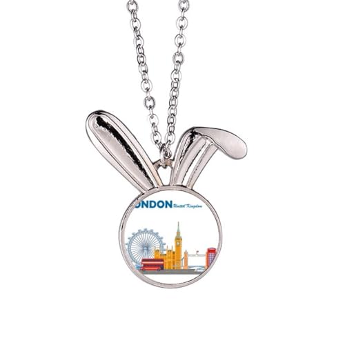 Collier bus graffiti London Eye à double pendentif coloré au style pop anglais