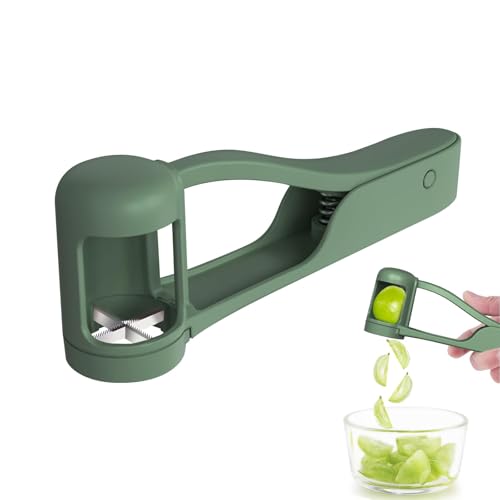 Grape Cutter for Toddlers 1 to 3 Ergonomic Fruit Slicer Tool for Cherry Tomatoes Blueberries Strawberries and More with Long Handle and Quarter Slice Design for Salad and Snack Preparation (green)