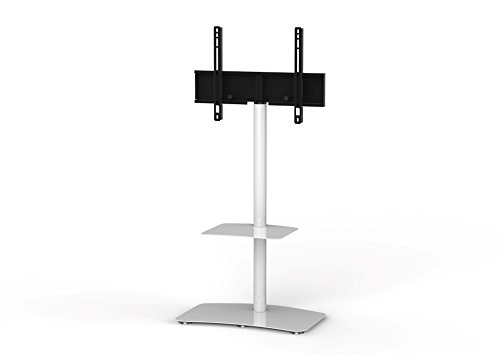 Buy 1 get 1 Sonorous PL-2810 Modern TV Floor Stand Mount / Bracket with Tempered Glass Shelf for Sizes up to 60" (Steel Construction) - White