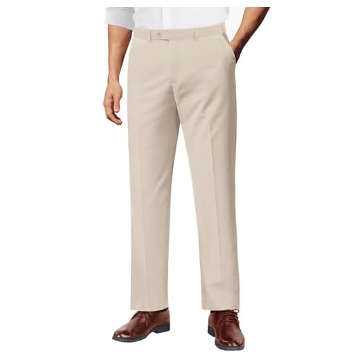 COOFANDY Calça social masculina de linho, ajuste clássico, leve, sem rugas, casual, Caqui, 42W / 34L