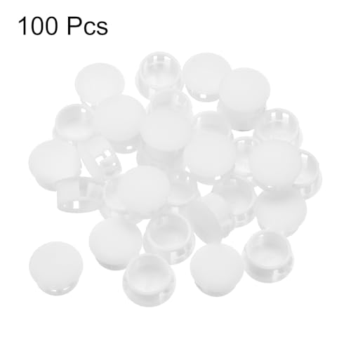 Image of MECCANIXITY 100PCS 17mm(11 /16 inch) White Plastic Hole Plugs, Flush Type Panel Hole Plugs Insert End Caps for Locking Hole Tubes Furniture Cabinet