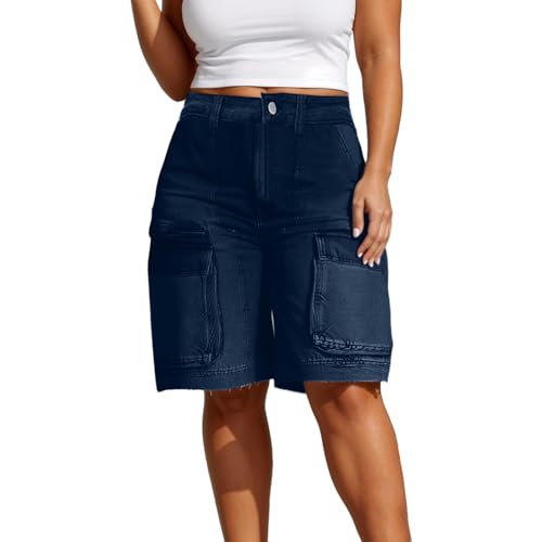 Short jean femme coupe droite pour un look cargo décontracté lors de vos balades et sorties estivales