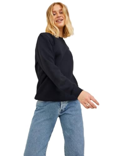 JJXX Women's Jxabbie Ls Rel Every Brush Crew Noos Sweatshirt, Black/Print: White Jjxx Logo, M