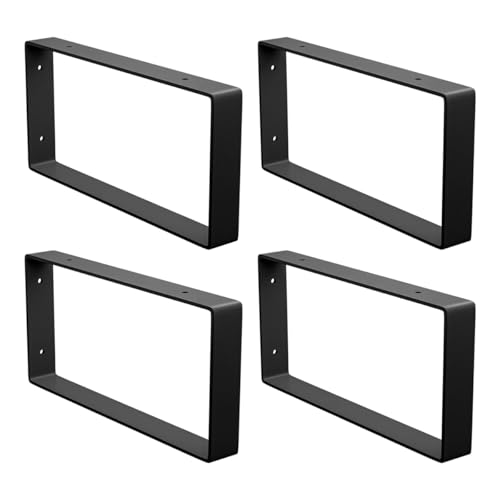 Amig - Pack de 4 Soportes Rectangulares para estantes Industriales - 126 x 261 x 30 mm - Acero Negro Mate - Soporte Estantería Pared - Diseño Funcional y Resistente - Ideal para Estanterías de Pared