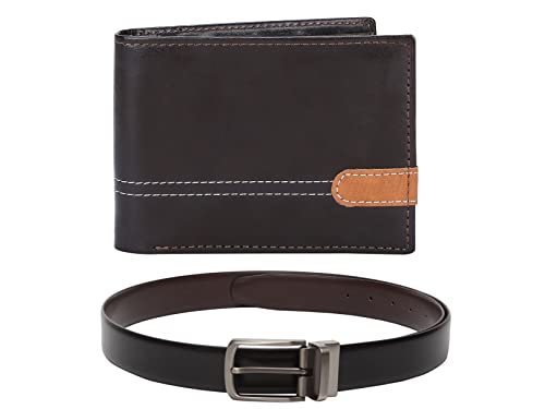 Image of Amicraft PU Leather Men's Combo Pack Of Wallet & Reversible Belt Gift Set