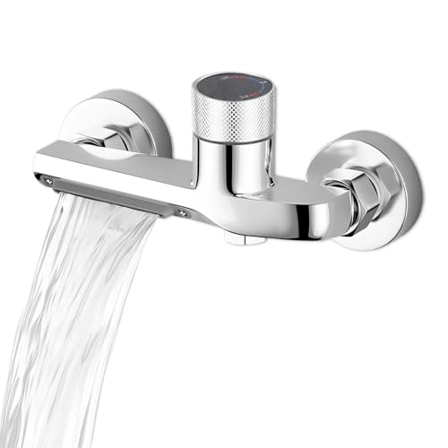AMONENZ Grifo Bañera, Plata Doble Función Grifo Ducha Termostatico con Perilla Antideslizante, Aleación de Cobre Grifos de Ducha, para Duchas de Pared, Dormitorios y Hoteles