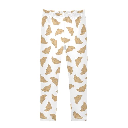 Croissant Girls Leggings,Workout Leggings for Girls Toddler Athletic Leggings Size for 3-10T