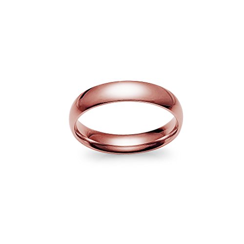 SILVERLINE JEWELRY Plain Comfort Fit 4mm Wedding Band Ring Stainless Steel Rose Gold Tone High Polish Half Sizes 5-132