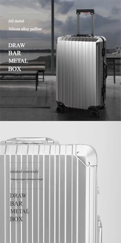 Diagonal Metal Carry On Luggage Made of All Aluminum Magnesium Alloy,Carry On Luggage With a TSA Lock and No Zipper Business Travel Suitcase With Silent Spinner Wheels (silver, 28inch)2