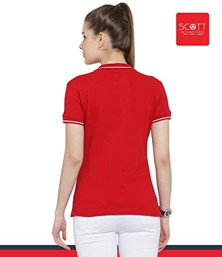 Image of Scott International Women's Regular Fit 100% Pure Organic Cotton Polo T-Shirt | Womens Polo Collar Neck T-Shirt | Cotton Plain Polo Neck Half Sleeve T-Shirt | Tshirts for Women