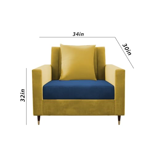 Image of Casaliving Garcia 3+2+1 Seater Sofa Set for Living Room (Blue Yellow Colour) Premium Fabric Sofa