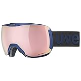 uvex Unisex – Erwachsene, dh 2100 WE Skibrille, kontrastverstärkend, navy matt/rose-green, one size