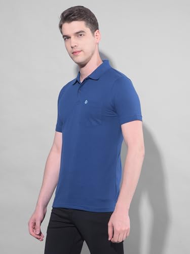 Image of Dollar Men's Pack of 1 Solid Cotton Blend Polo Neck T-Shirt