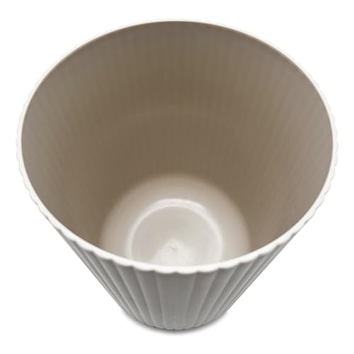 Caneca de basura pequeña redonda de plástico beige 1.64 gal miniatura 5